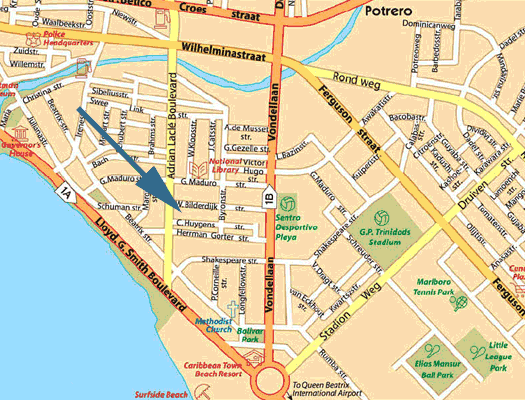 map of location of Carlo Law Office, C. Huygenstr 5, Oranjestad, Aruba